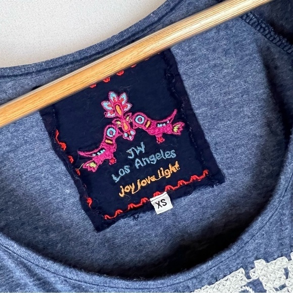 Johnny Was Blue Embroidered Drawstring Waist Asymmetrical Dress Bohemian Boho - Picture 3 of 6